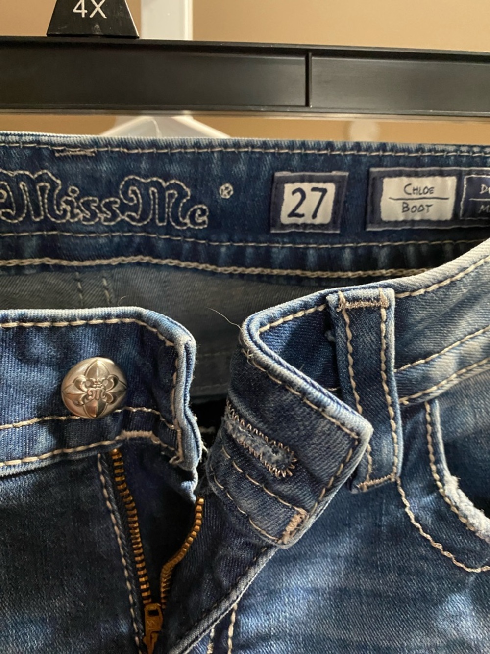 Miss Me Blue Flare Jeans with Faded Front - Picture 2 of 4